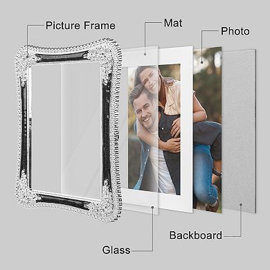3 Pcs Picture Frame with Crystal for Wedding Shiny with Clear Glass Photo Frames