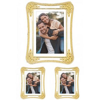3 pc Picture Frame with Crystal for Wedding Shiny with Clear Glass Photo Frames