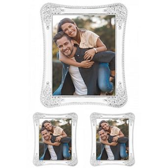 3 pc Picture Frame with Crystal for Wedding Shiny with Clear Glass Photo Frames