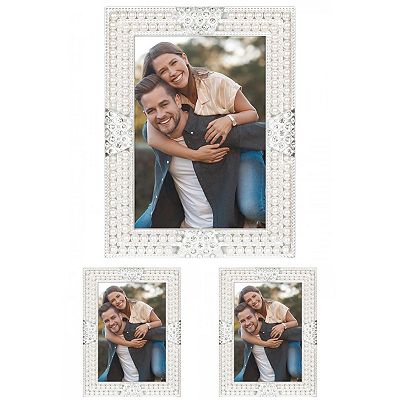 3 Pcs Pearl Picture Frame, Luxury Vintage Crystal Photo Frames