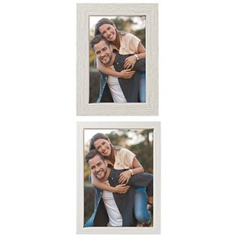 2 pc Picture Frame, Rustic Texture Frame Distressed Farmhouse Photo Frames 4" x 6"&8" x 11"