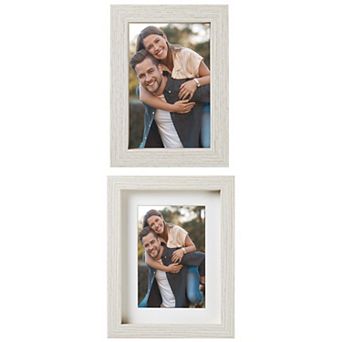 2 pc Picture Frame, Rustic Texture Frame Distressed Farmhouse Photo Frames 5" x 7"&4" x 6"