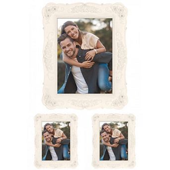 3 pc Vintage Picture Frame, Elegant Photo Frames with Glass Front Display and White 4X6