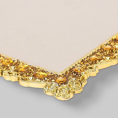 2 Pcs Retro Picture Frame, Luxury Vintage Pearl Photo Frames with Glass Front Gold 4" x 6"&7" x 10"