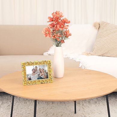 2 Pcs Retro Picture Frame, Luxury Vintage Pearl Photo Frames with Glass Front Gold 4" x 6"&7" x 10"