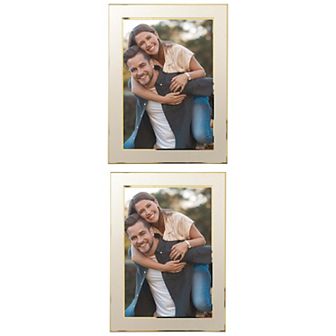 2 pc Picture Frame Brushed Aluminum Metal Photo Frame with Real Glass 4" x 6"&6" x 8"