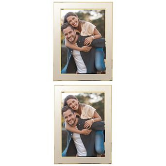 2 pc Picture Frame Brushed Aluminum Metal Photo Frame with Real Glass 4" x 6"&6" x 8"