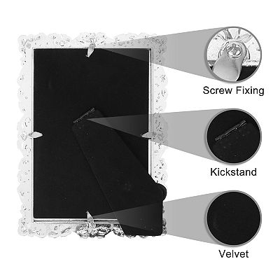 2 Pcs Picture Frame, Shiny Photo Frames with Clear Glass, Silver Rectangle 4" x 6"&4.5" x 6.5"