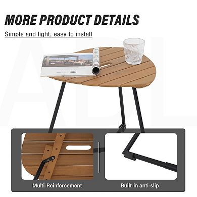 Outdoor Woven Rope Conversation Balcony Furniture Set with Wood Coffee Table