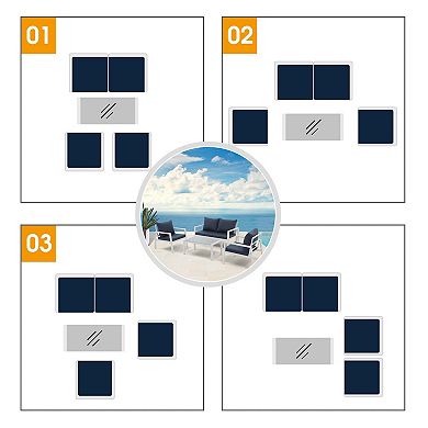 4-Piece Aluminum Outdoor Patio Furniture set, Patio Conversation Sofa Set with Removable Cushions