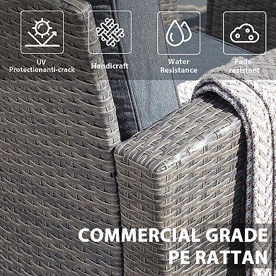 Furniture Outdoor Rattan Chair, Loveseat, and Coffee Table 4-piece Set
