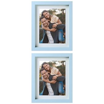 2 pc Picture Frame, Rustic Texture Frame Distressed Farmhouse Photo Frames Light Blue 6" x 8"