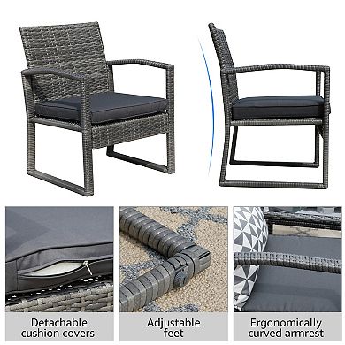 5 pieces Outdoor Patio Conversation Set with 2 Armchairs, 2 Ottomans and 1 Coffee Table