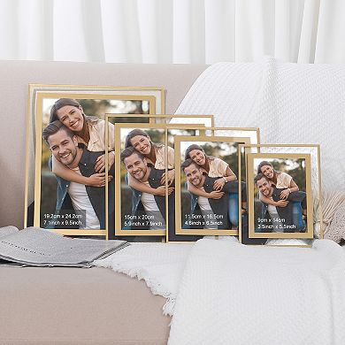 2 Pcs Glass Picture Frame for Tabletop Display, Real Glass Photo Frames 5" x 7"&4" x 6"
