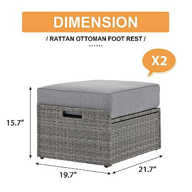 2 Piece Patio Ottoman Set