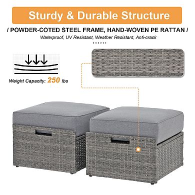 2 Piece Patio Ottoman Set