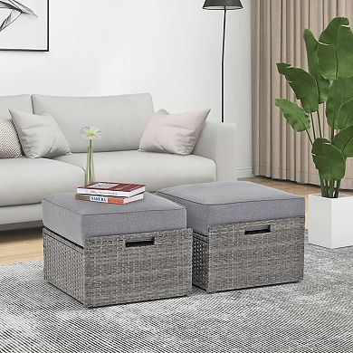 2 Piece Patio Ottoman Set