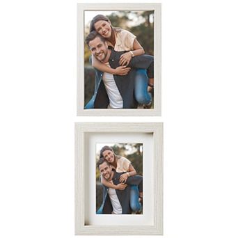2 pc Picture Frame, Rustic Texture Frame Distressed Farmhouse Photo Frames 5" x 7"&8" x 11"