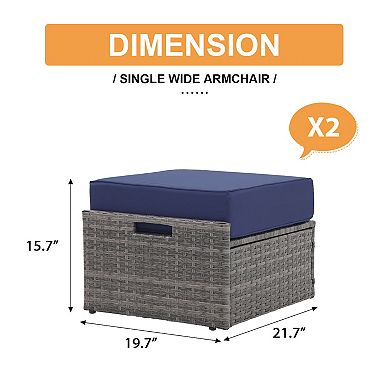 2 Piece Patio Ottoman Set