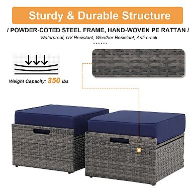 2 Piece Patio Ottoman Set
