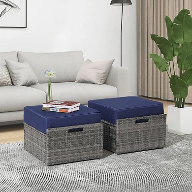 2 Piece Patio Ottoman Set