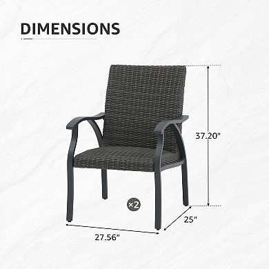 Aluminum Patio Chairs Set of 2 with Quick-Dry Foam Padded, All-Weather Rattan Outdoor Dining Chairs