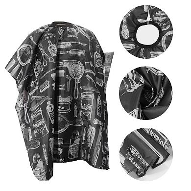Comb Pattern Hair Cut Barber Cape for Hair Cut Black White 1 Pc