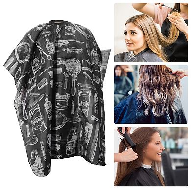 Comb Pattern Hair Cut Barber Cape for Hair Cut Black White 1 Pc