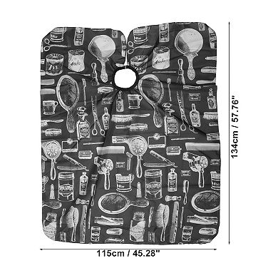 Comb Pattern Hair Cut Barber Cape for Hair Cut Black White 1 Pc