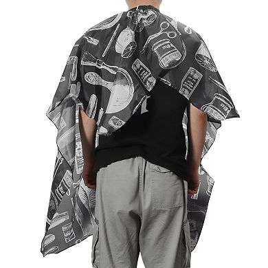 Comb Pattern Hair Cut Barber Cape for Hair Cut Black White 1 Pc
