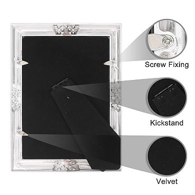 2 Pcs Pearl Picture Frame, Luxury Vintage Crystal Photo Frames with Glass Front on, Silver 7" x 10"