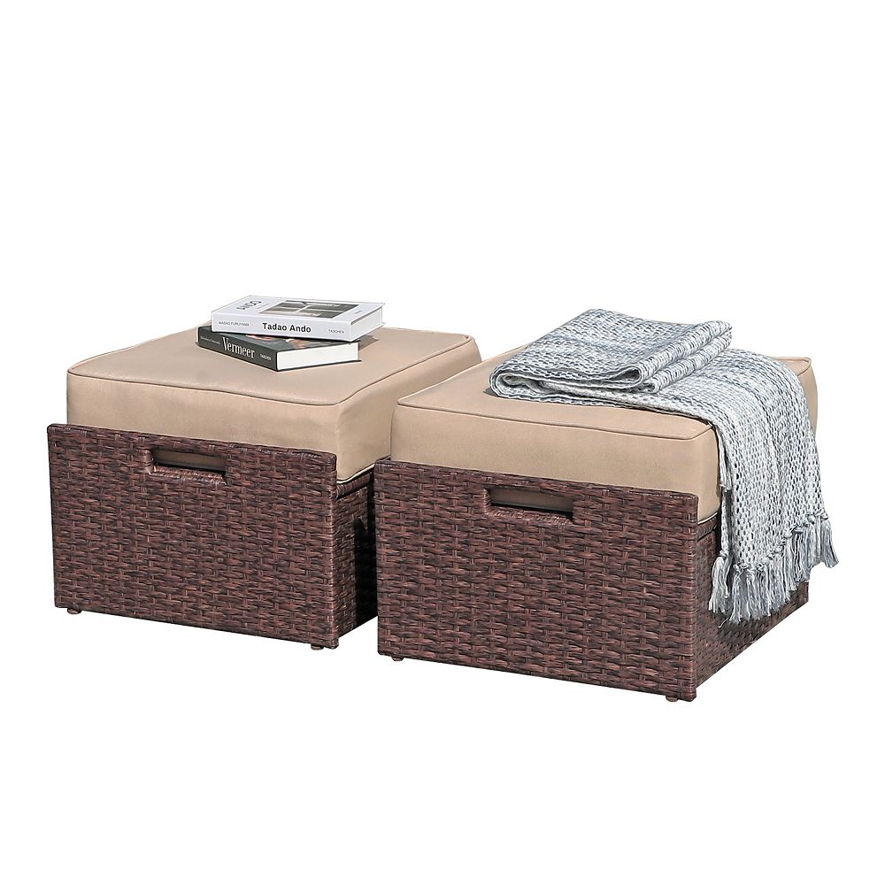 2 Piece Patio Ottoman Set