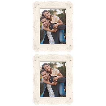 2 pc Vintage Picture Frame, Elegant Photo Frames with Glass Front Display and White 6" x 8"