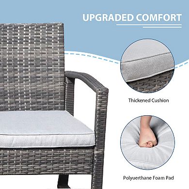 5 Pieces Outdoor Patio Conversation Set with 2 Armchairs, 2 Ottomans and 1 Coffee Table
