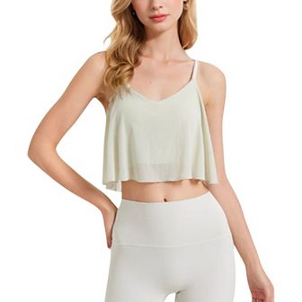 Women's Spaghetti Strap Layered Crop Top with Sheer Overlay