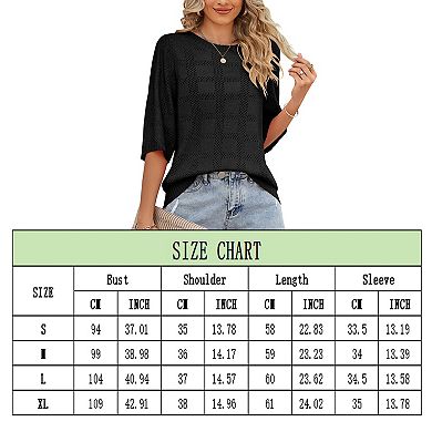 Summer Women's Crew Neck Hollowed-Out Sunscreen Sweater Cover-up Waffle Loose Solid Color Tops