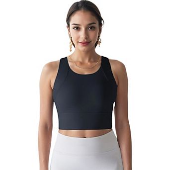 Women's Racerback Sports Crop Top with High Neck and Supportive Fit