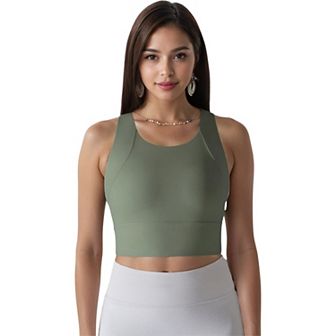 Women's Racerback Sports Crop Top with High Neck and Supportive Fit