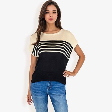 Round Neck Short Sleeve Knit Top