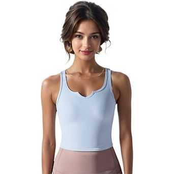Women's High Impact Solid Color Ribbed Crop Tank Top