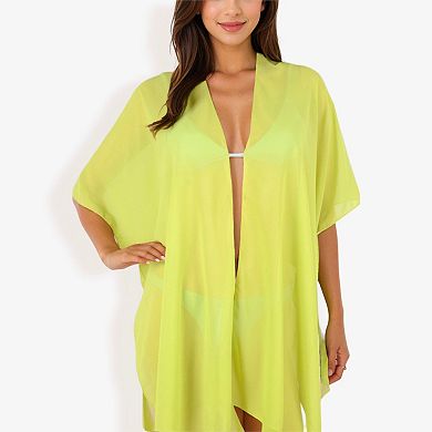Women's Sheer Duster Style Cover-Up With Open Front And Tassel Details