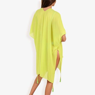 Women's Sheer Duster Style Cover-Up With Open Front And Tassel Details
