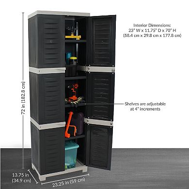 Sunnydaze Lockable Storage Cabinet with 4 Adjustable Shelves - 72 in