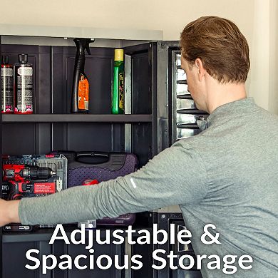 Sunnydaze Lockable Storage Cabinet with 4 Adjustable Shelves - 72 in