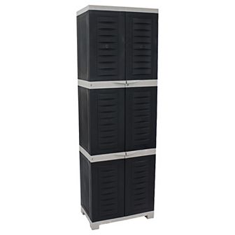 Sunnydaze Lockable Storage Cabinet with 4 Adjustable Shelves - Gray - 72"