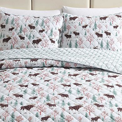 Eddie Bauer Mountain Moose Grey Quilt Set