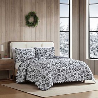 Eddie Bauer Woodblock Floral Black Quilt Set