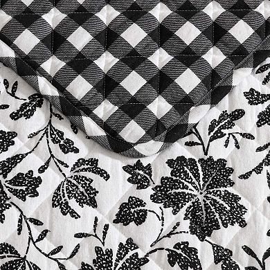 Eddie Bauer Woodblock Floral Black Quilt Set