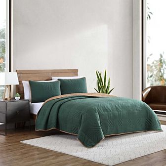 Eddie Bauer Solid Reversible Microfiber Quilt Set
