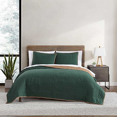Eddie Bauer Solid Reversible Microfiber Quilt Set